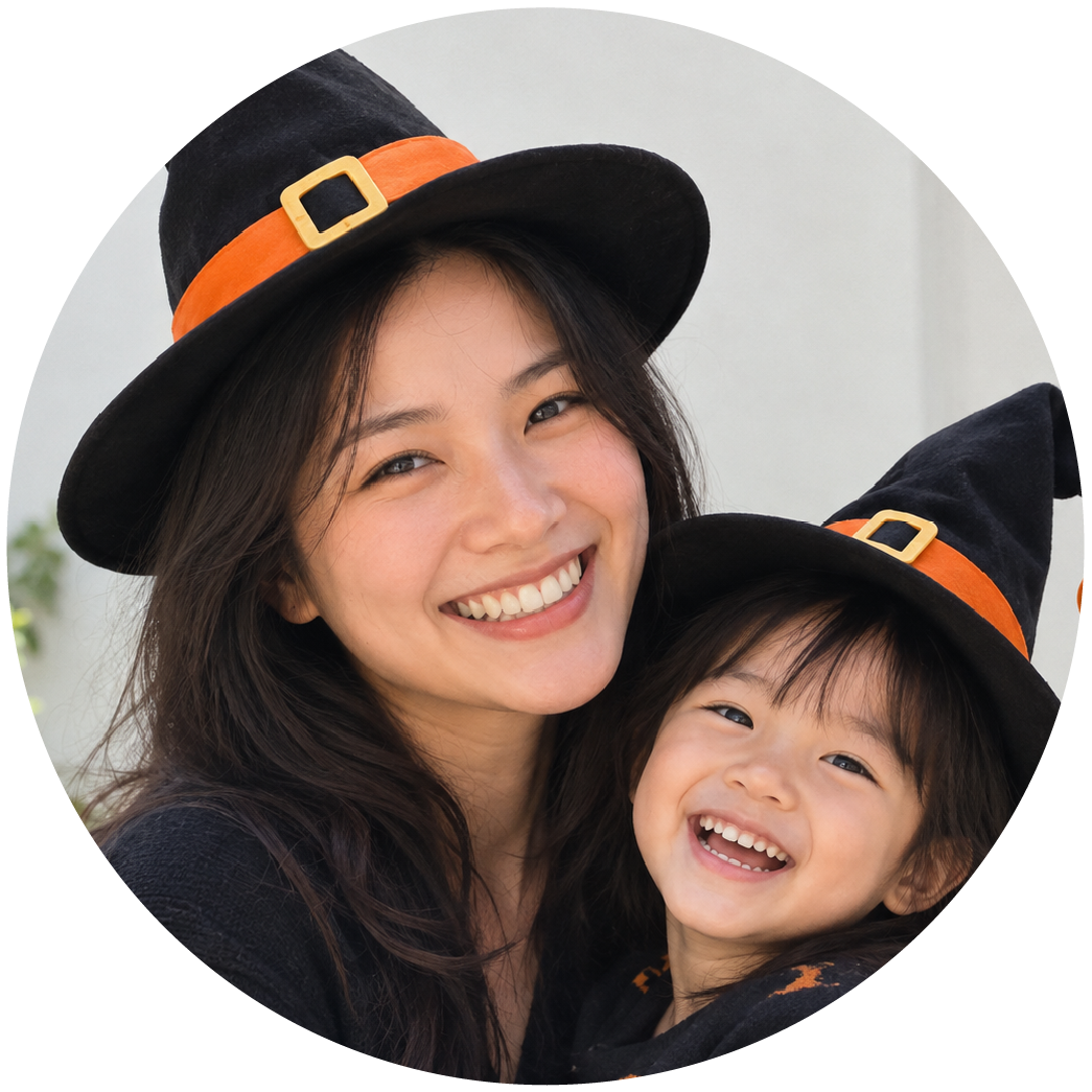 A family enjoying Halloween